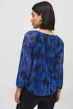 Abstract-print pleated knit flared top, by Joseph Ribkoff #244105