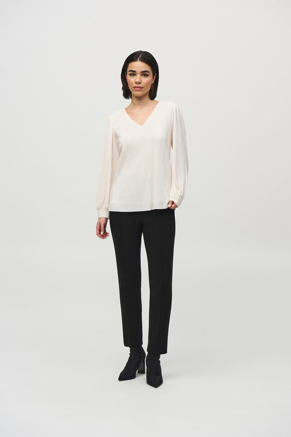 Square pleated knit V-neck top, by Joseph Ribkoff #244163