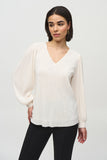 Square pleated knit V-neck top, by Joseph Ribkoff #244163