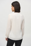 Square pleated knit V-neck top, by Joseph Ribkoff #244163