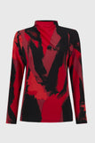 Silky abstract-print knit top with high neckline, by Joseph Ribkoff #244233