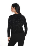 Cardigan noir et argent avec strass et boutons en forme de coeur, par Frank Lyman #244611U