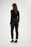 Black denim pants with floral pattern on the legs, by Frank Lyman #244628U