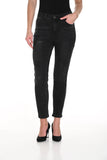 Black denim pants with floral pattern on the legs, by Frank Lyman #244628U