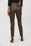 Classic fitted denim pants with metallic animal print, by Joseph Ribkoff #244945