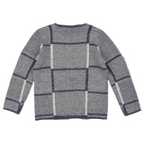 Grey Long Sleeve Plaid Crew Neck Zip Up Sweater by Tanmar #24542