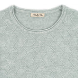 Grey crew neck sweater, long sleeves, tone-on-tone patterns on the front, by Tanmar #24563