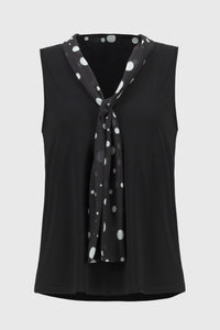 Sleeveless V-Neck Silky Knit Top with Polka Dot Pattern by Joseph Ribkoff #251078