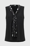 Sleeveless V-Neck Silky Knit Top with Polka Dot Pattern by Joseph Ribkoff #251078