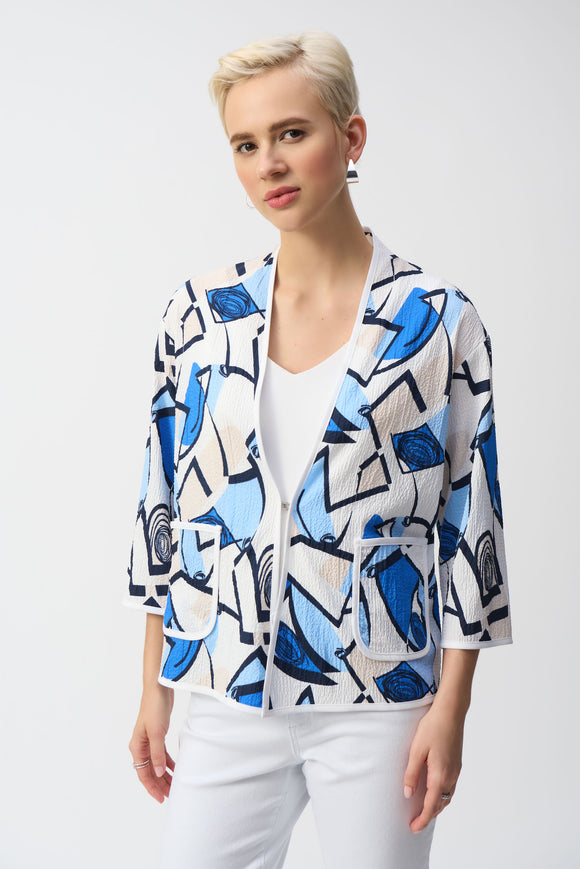 Geometric Print Waffle Fabric Jacket by Joseph Ribkoff #251105