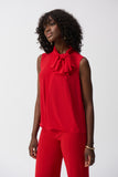 Sleeveless georgette top with pussy-bow collar, by Joseph Ribkoff #251115