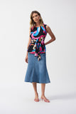 Abstract Print Woven Fit-and-Flare Sleeveless Top by Joseph Ribkoff #251170