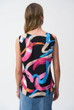 Abstract Print Woven Fit-and-Flare Sleeveless Top by Joseph Ribkoff #251170