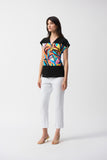 Abstract boxy top in silky knit and satin, by Joseph Ribkoff #251248