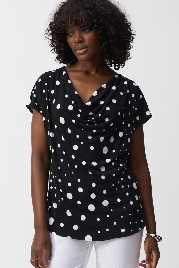 Silky Knit Polka Dot Print Short Sleeve Top by Joseph Ribkoff #251257