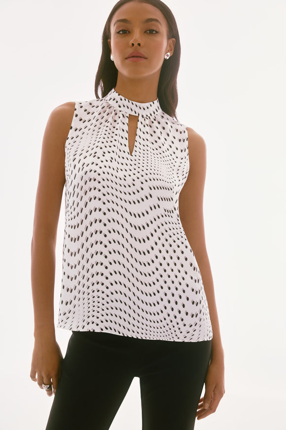 Sleeveless Polka Dot Satin Top by Joseph Ribkoff #251749