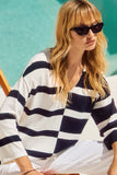 Striped V-Neck 3/4 Sleeve Knit Sweater by Joseph Ribkoff #251914