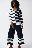 Striped V-Neck 3/4 Sleeve Knit Sweater by Joseph Ribkoff #251914