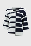 Striped V-Neck 3/4 Sleeve Knit Sweater by Joseph Ribkoff #251914