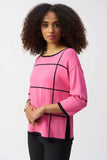 Plaid Knit Tunic, 3/4 Sleeves, by Joseph Ribkoff #251918