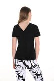 V-Neck Short Sleeve Knit Sweater with Heart Embellishment by Frank Lyman #256003