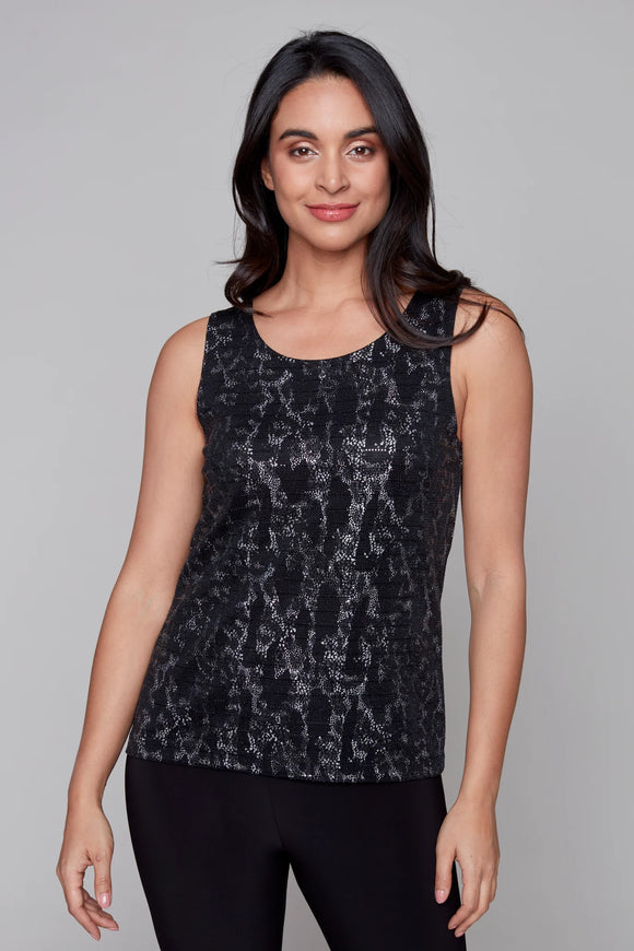 Camisole à col rond, argent et noir, par Compli K #33709