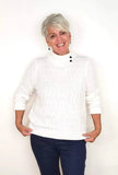 Cotton blend sweater, long sleeves and split collar with buttons, by Skovhuus #3622