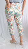 Slip-on capri with foliage patterns by SOFT WORKS #95403