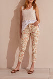 Beige floral print capri by Tribal #5410O 4744P