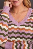 “Lavender Blush” Drop Shoulder Knit Sweater, by Tribal #5592O/5085