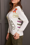 V-neck Jacquard Sweater with Dropped Shoulders, by Tribal #5668O/6018