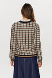 Plaid sweater with round neck and solid bands at the cuffs, by EFT #704711