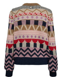 Geometric Print Crew Neck Long Sleeve Sweater by EFG #704738