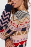 Geometric Print Crew Neck Long Sleeve Sweater by EFG #704738