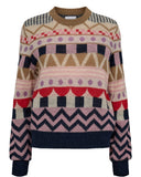 Geometric Print Crew Neck Long Sleeve Sweater by EFG #704738