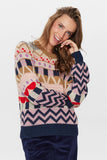 Geometric Print Crew Neck Long Sleeve Sweater by EFG #704738