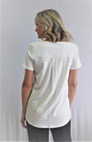 Plain V-neck sweater with back pleat detail, by WORKS #92518