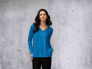 Long Sleeve V-Neck Sweater by Alison Sheri #A44008