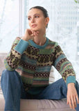 Brown/Green/Turquoise Long Sleeve Sweater by Alison Sheri #A44105