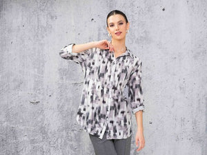 Long Sleeve Shirt with Abstract Print by Alison Sheri #A44372