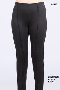 Pull-on pants with decorative stitching on the front of the leg, by Dévia #B218P