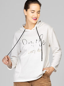 Solid Lettering Hooded Sweatshirt with Drawstring by Variations #C7118