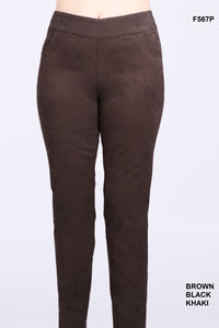 Pull-on pants with elastic band, in corduroy, by Dévia #F567P