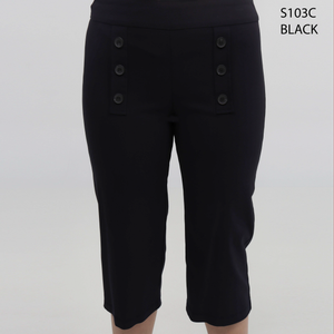 Pull-on capri with decorative button bands at the front by Dévia #S103C