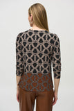 Silky knit top with chain-print trim, by Joseph Ribkoff #244065