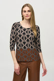 Silky knit top with chain-print trim, by Joseph Ribkoff #244065