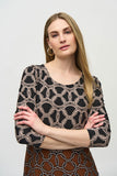 Silky knit top with chain-print trim, by Joseph Ribkoff #244065